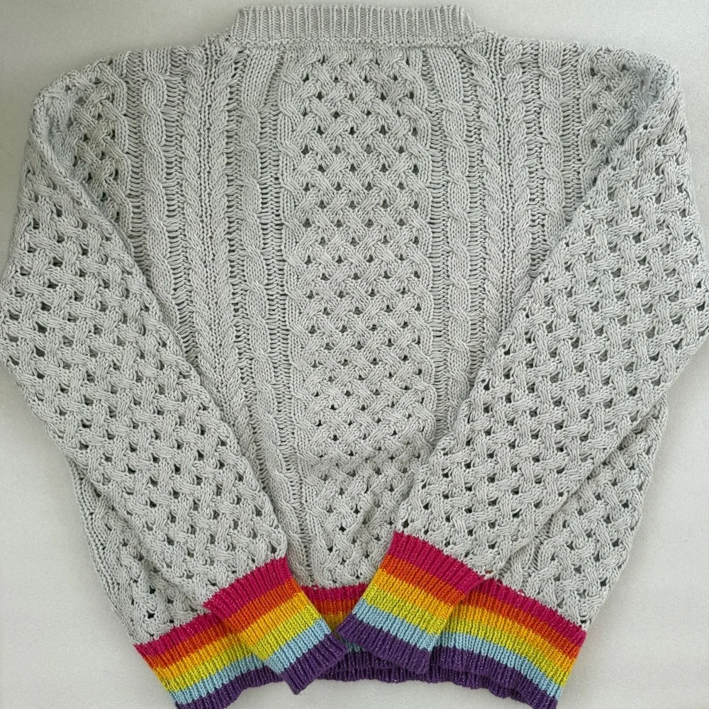 Le Superbe Silver Lining Rainbow Cuff Cashmere Blend Sweater